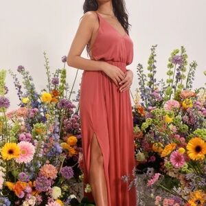 Lulus Lost In Paradise Rusty Rose Maxi Dress